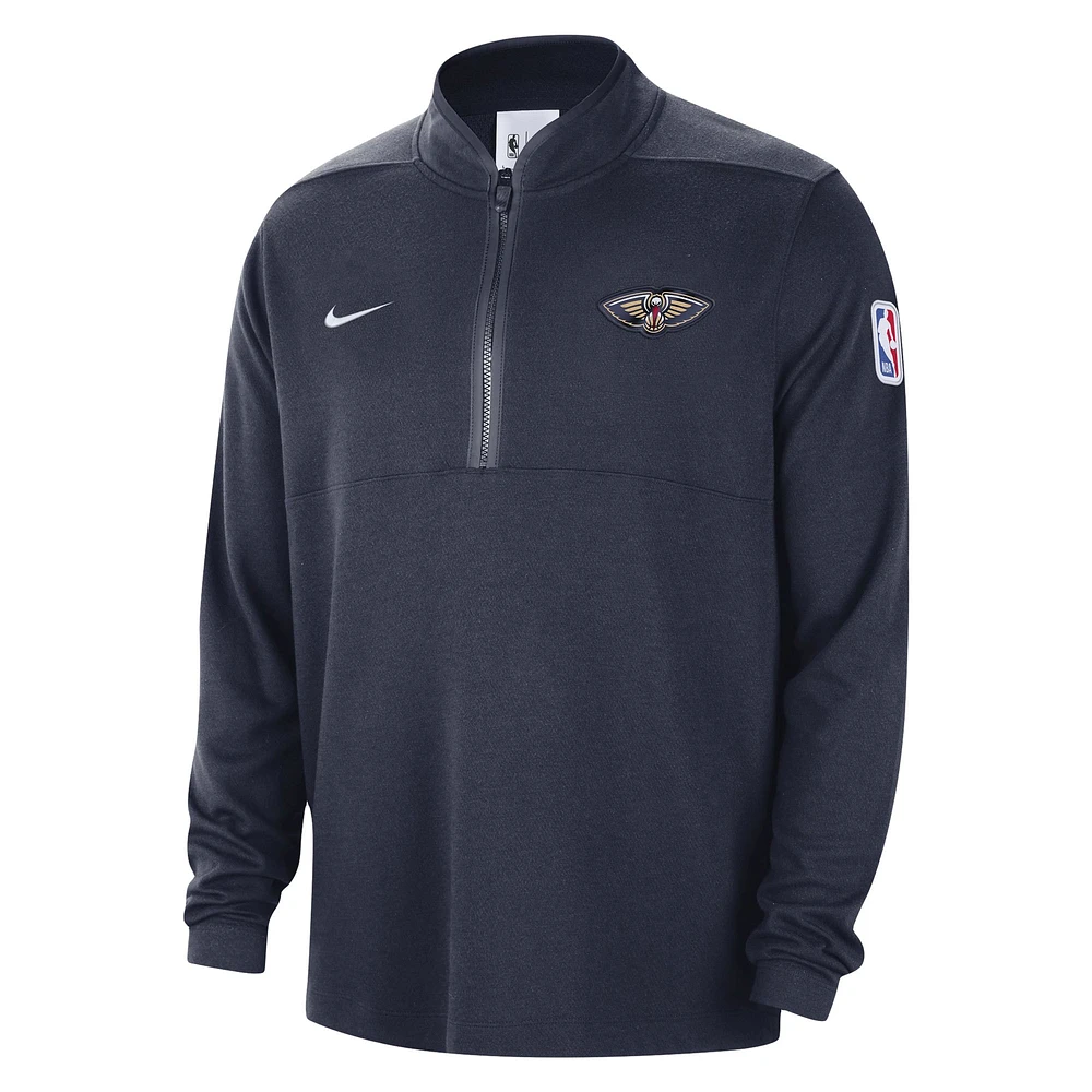 Men's Nike Navy New Orleans Pelicans Authentic Performance Half-Zip Jacket
