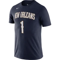 Men's Nike Zion Williamson Navy New Orleans Pelicans Diamond Icon Name & Number T-Shirt