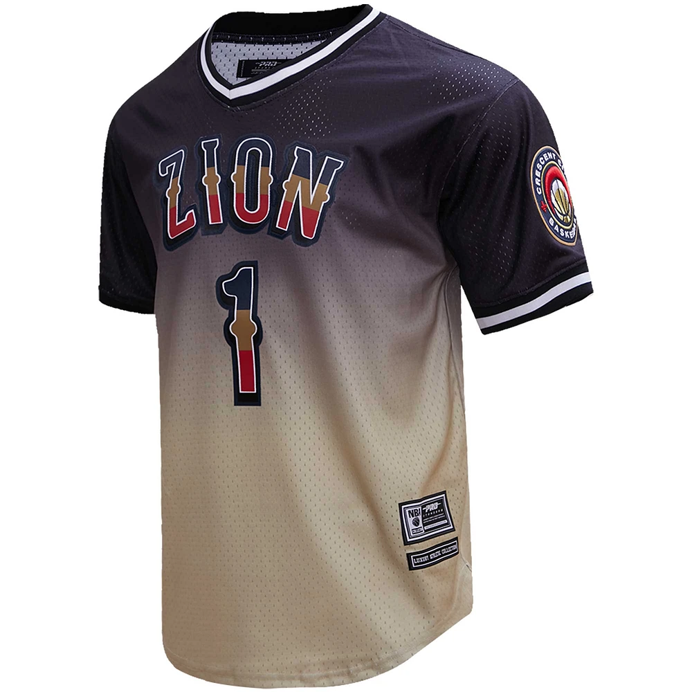 Men's Post Zion Williamson Black/Gold New Orleans Pelicans Ombre Name & Number T-Shirt