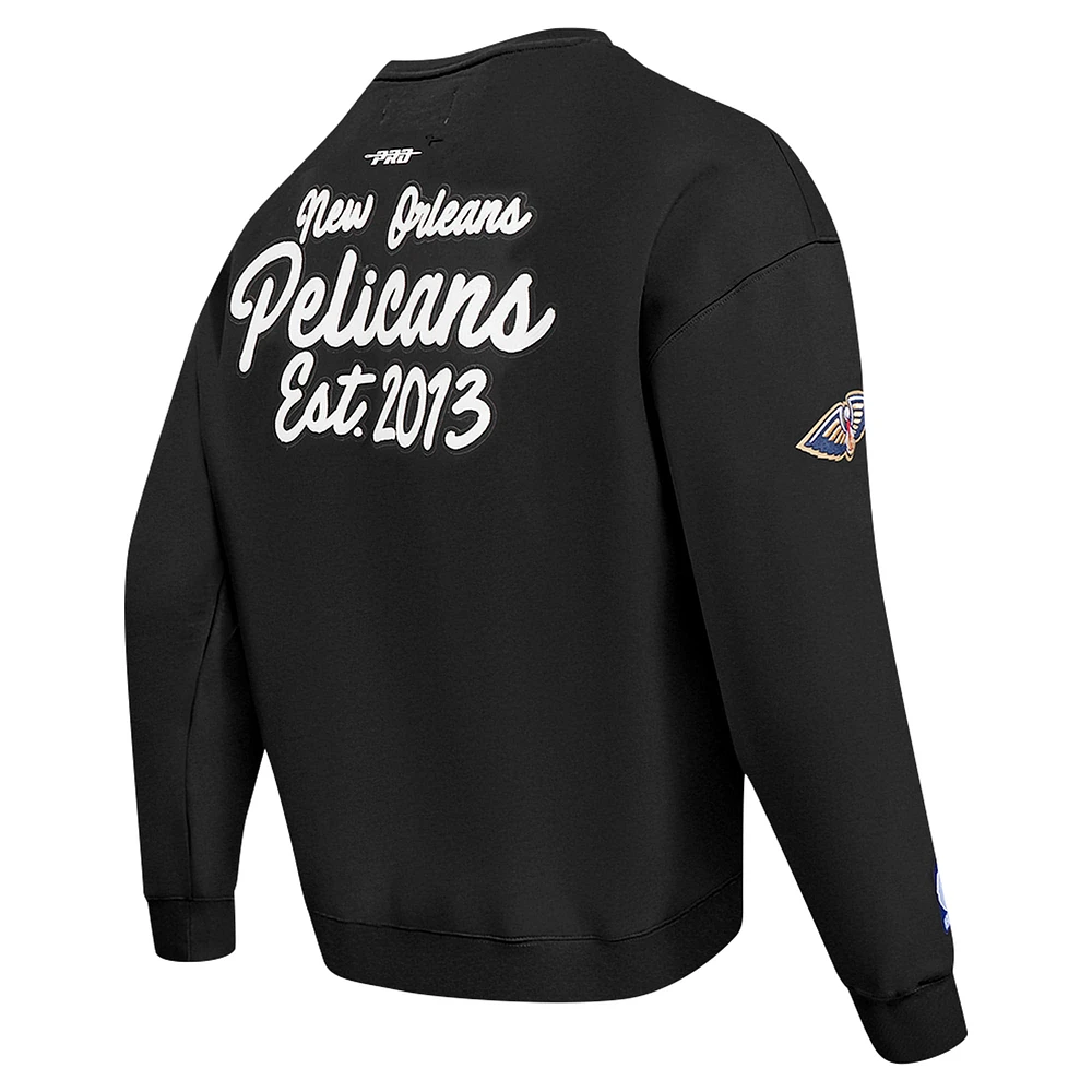 Men's Pro Standard Black New Orleans Pelicans Paint the City Drop Shoulder Sweatshirt