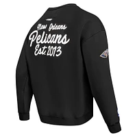 Men's Pro Standard Black New Orleans Pelicans Paint the City Drop Shoulder Sweatshirt