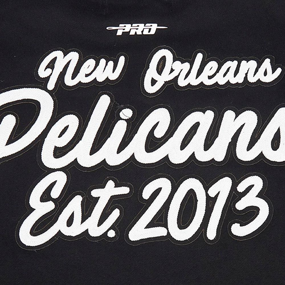 Men's Pro Standard Black New Orleans Pelicans Paint the City Drop Shoulder Sweatshirt