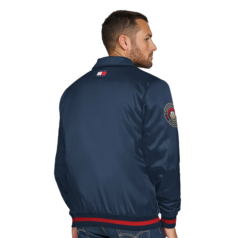 Men's Tommy Jeans Navy New Orleans Pelicans Jacob Chain Stitch Applique Full-Snap Varsity Jacket