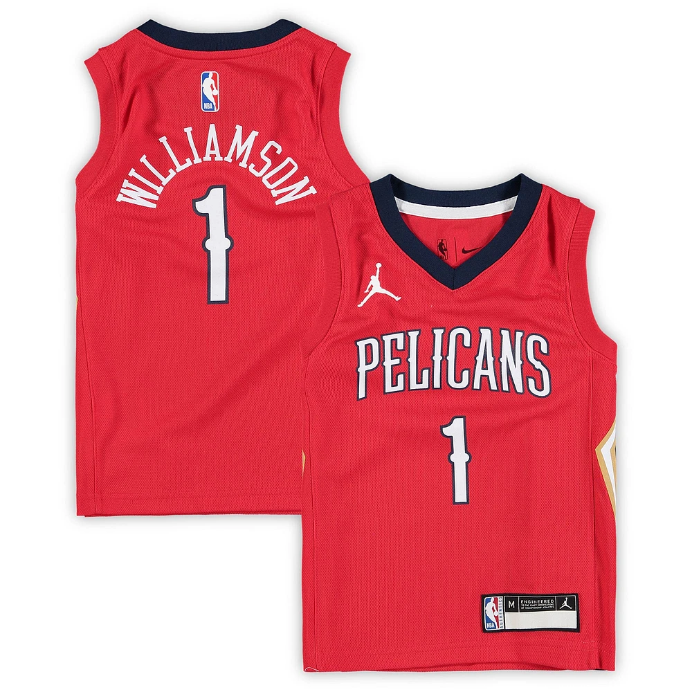Préscolaire Jordan Brand Zion Williamson Red New Orleans Pelicans 2020/21 Fast Break Replica Jersey - Statement Edition