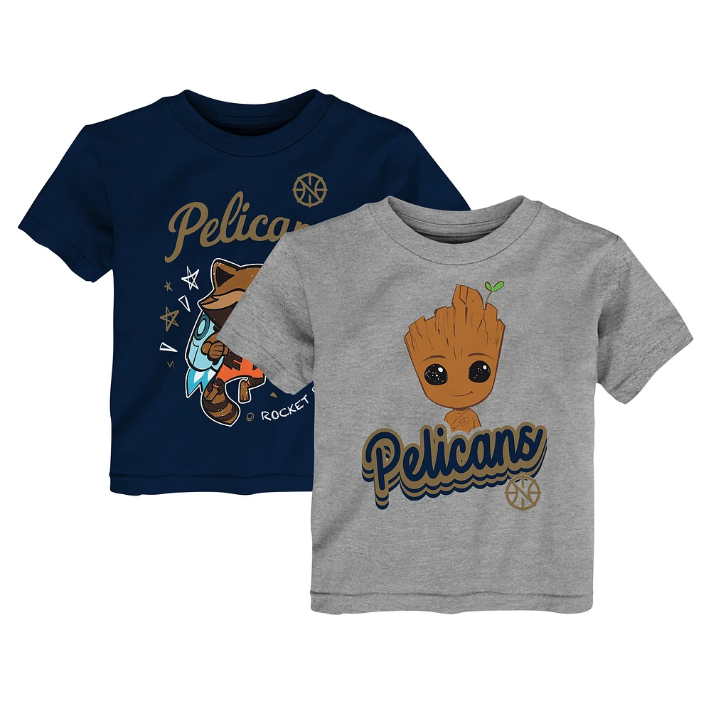 Ensemble t-shirt deux pièces pour tout-petits Heather Gray New Orleans Pelicans Guardians Of The Galaxy