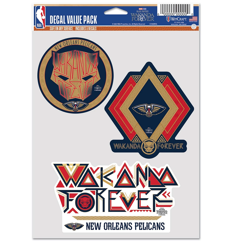 WinCraft New Orleans Pelicans Ensemble de trois autocollants pour ventilateur Black Panther 2