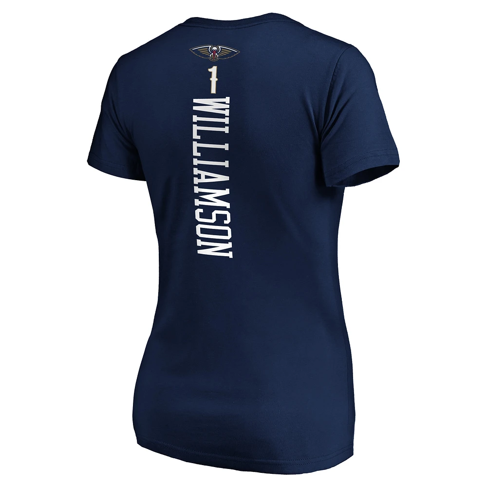 Women's Fanatics Zion Williamson Navy New Orleans Pelicans 2019 NBA Draft Playmaker Name & Number V-Neck T-Shirt