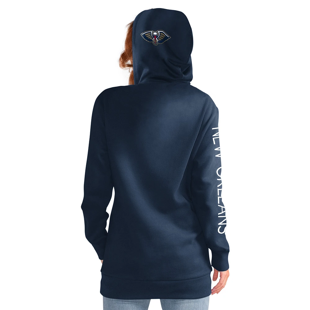 Women's G-III 4Her by Carl Banks Navy New Orleans Pelicans Base Coach Pullover Hoodie