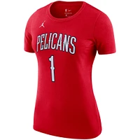 Women's Jordan Brand Zion Williamson Red New Orleans Pelicans Statement Edition Name & Number T-Shirt