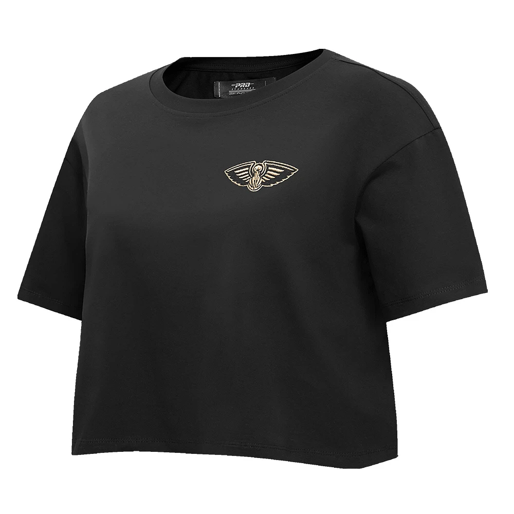 Women's Pro Standard Black New Orleans Pelicans Holiday Glam Boxy T-Shirt