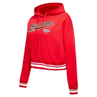 Women's Pro Standard Red New Orleans Pelicans Script Tail Cropped Pullover Hoodie
