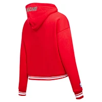 Women's Pro Standard Red New Orleans Pelicans Script Tail Cropped Pullover Hoodie
