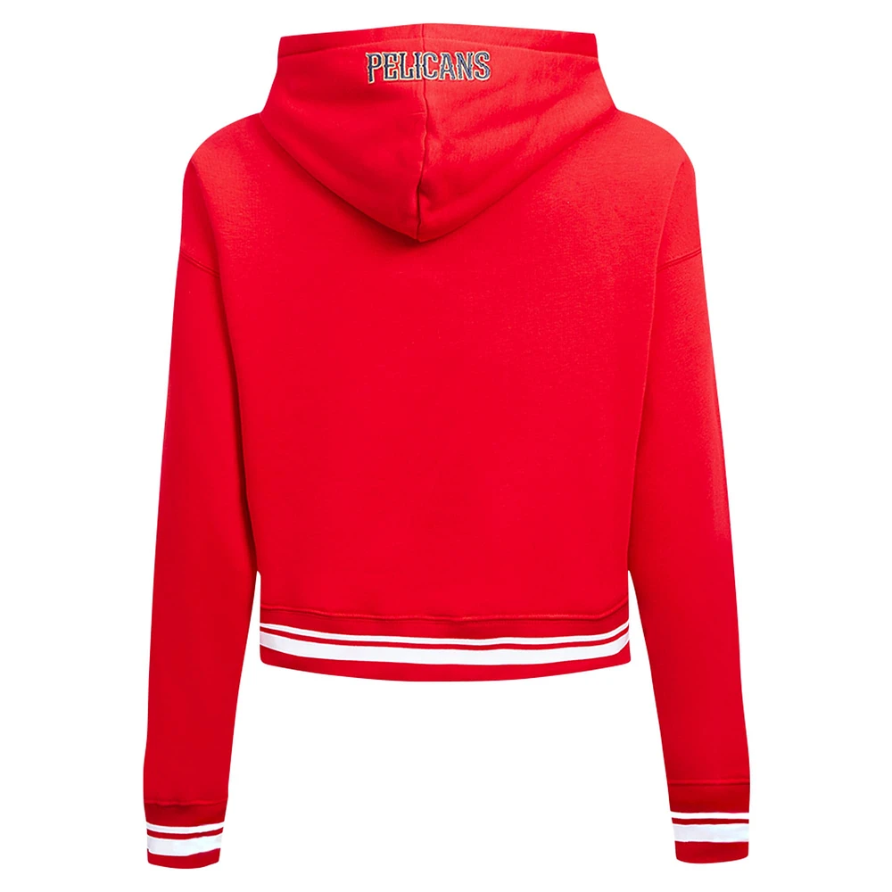 Women's Pro Standard Red New Orleans Pelicans Script Tail Cropped Pullover Hoodie