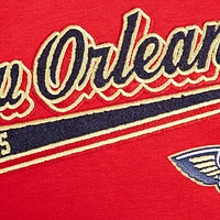 Women's Pro Standard Red New Orleans Pelicans Script Tail Cropped Pullover Hoodie