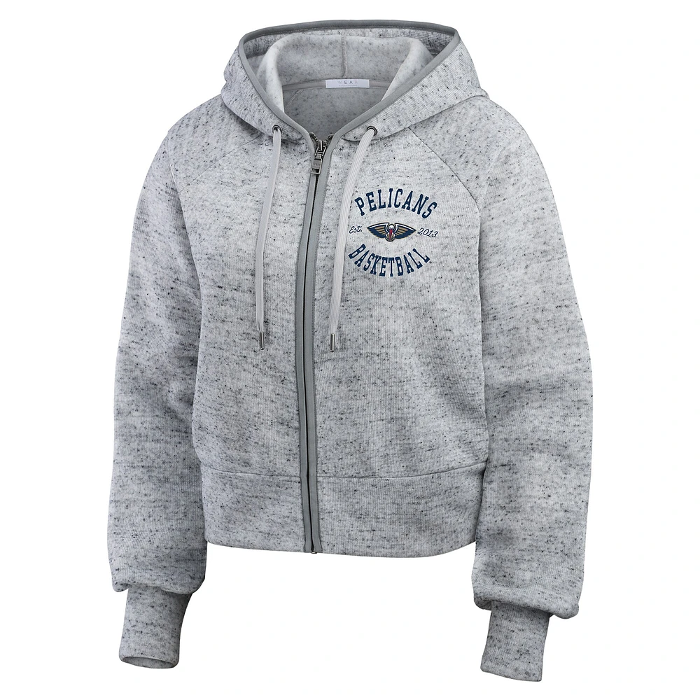 Women's WEAR by Erin Andrews Heather Gray New Orleans Pelicans Speckled Radiator Full-Zip Hoodie