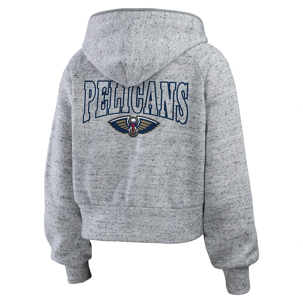 Women's WEAR by Erin Andrews Heather Gray New Orleans Pelicans Speckled Radiator Full-Zip Hoodie