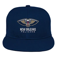Casquette Snapback à visière brodée avec panneau arrière des Pélicans de la Nouvelle-Orléans de la marine pour jeunes