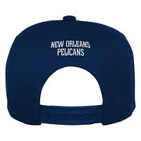 Casquette Snapback à visière brodée avec panneau arrière des Pélicans de la Nouvelle-Orléans de la marine pour jeunes