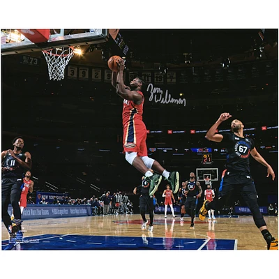 Zion Williamson New Orleans Pelicans Autographed 16" x 20" Going Up vs New York Knicks Photograph