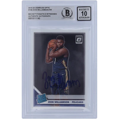 Zion Williamson New Orleans Pelicans Autographed 2019-20 Panini Donruss Optic Rated Rookie #158 Beckett Fanatics Witnessed Authenticated 10 Rookie Card
