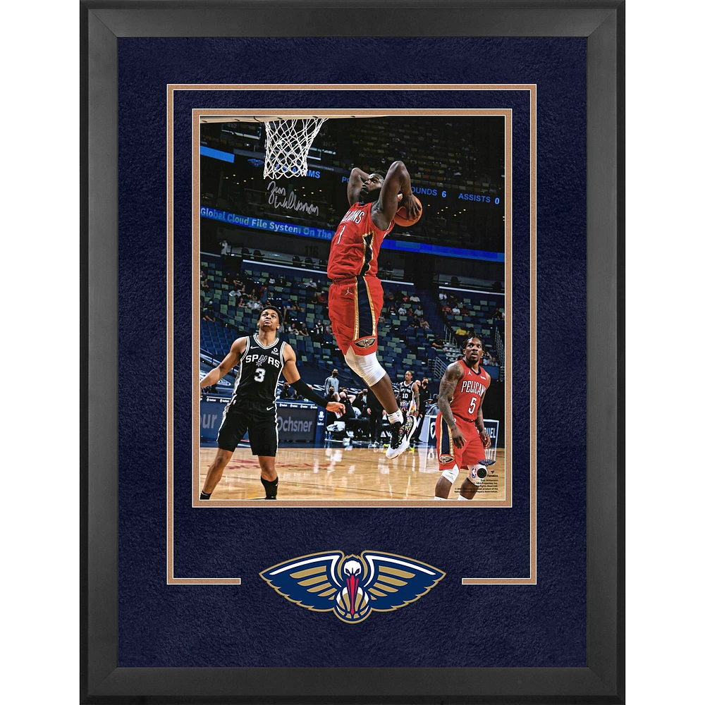 Zion Williamson New Orleans Pelicans Autographed Deluxe Framed 16'' x 20'' Dunk in Red Jersey Photograph