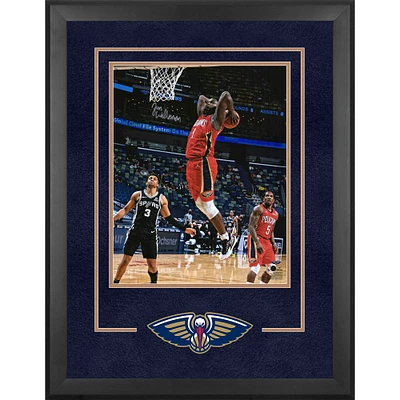 Zion Williamson New Orleans Pelicans Autographed Deluxe Framed 16'' x 20'' Dunk in Red Jersey Photograph