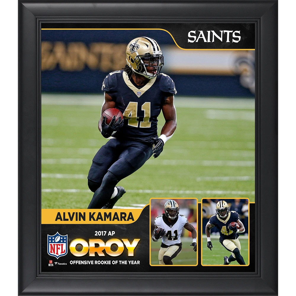 Alvin Kamara New Orleans Saints 2017 Offensive Rookie of the Year Encadré 15" x 17" Collage