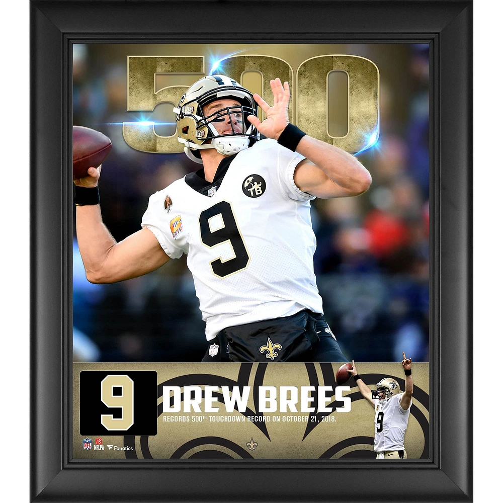 Drew Brees Saints de la Nouvelle-Orléans Encadré 15'' x 17'' 500e Touchdown Milestone Collage