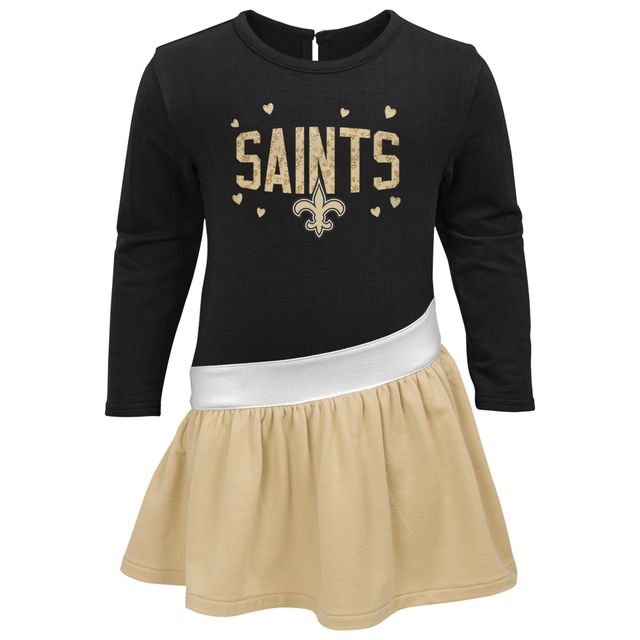 Robe en jersey tri-mélange noir/doré New Orleans Saints Heart to pour fille