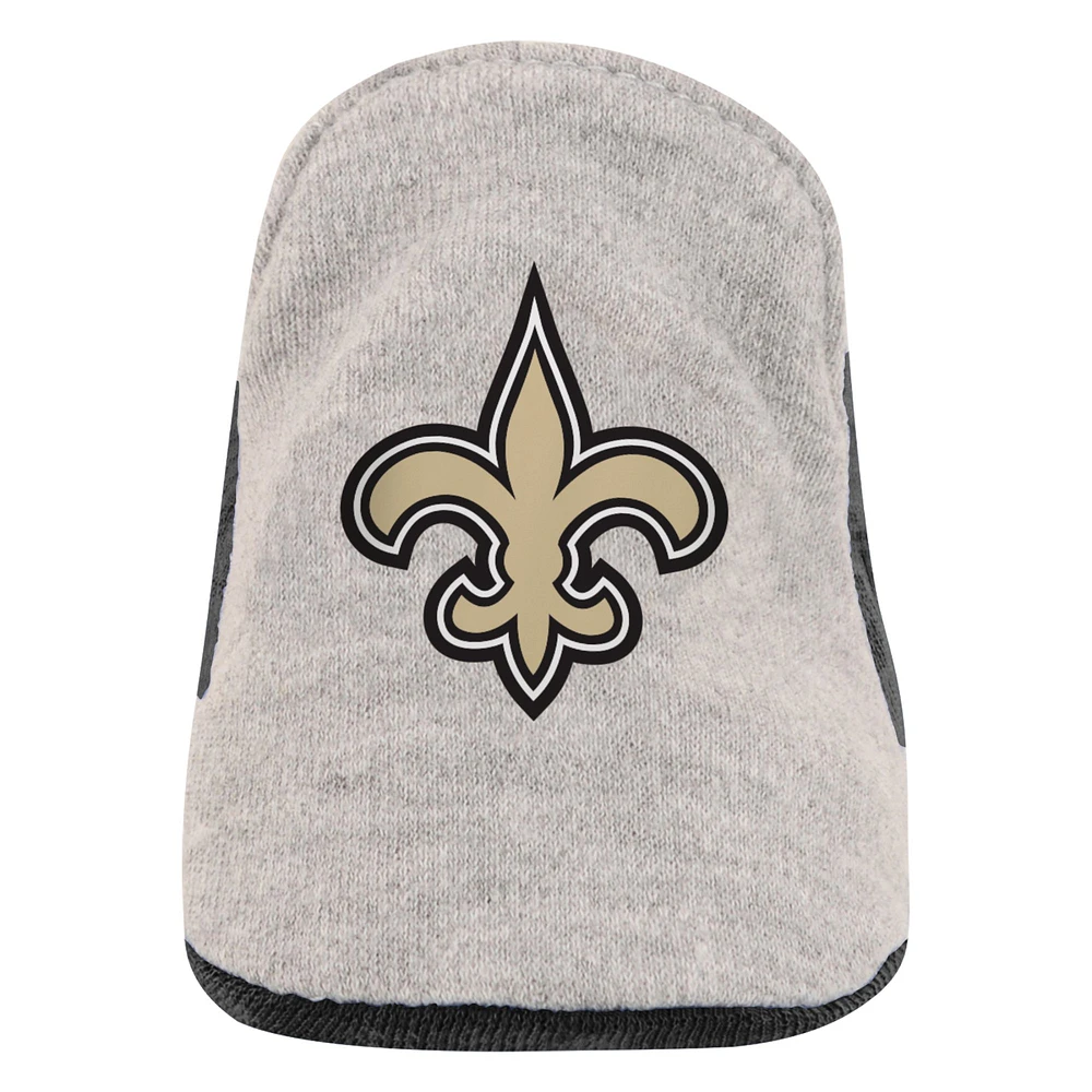 Girls Infant Heather Gray/Black New Orleans Saints All Dolled Up Three-Piece Bodysuit, Skirt & Booties Set