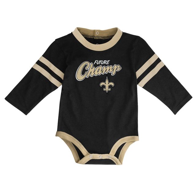 Little Kicker des Saints de la Nouvelle-Orléans pour bébé noir/or - Ensemble body et pantalon à manches longues