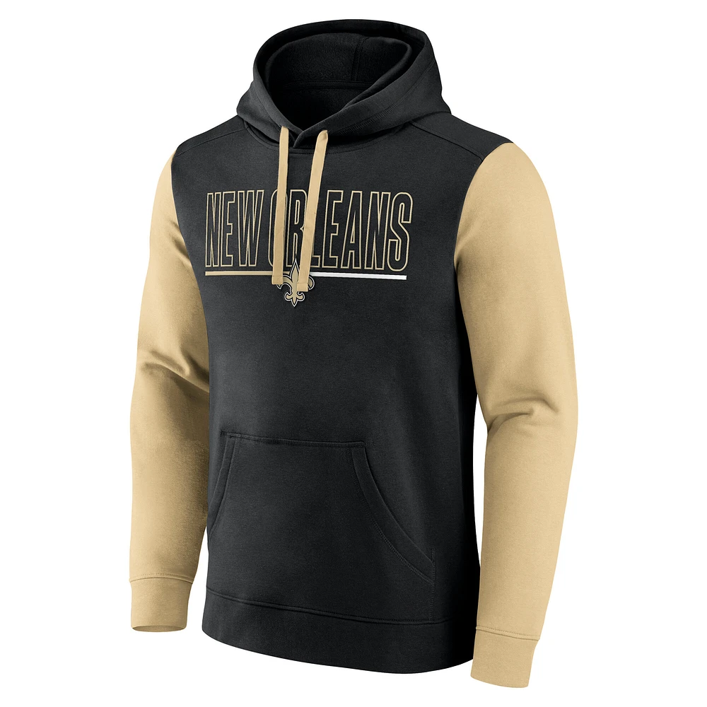 Men's Fanatics Black New Orleans Saints Big & Tall Outline Pullover Hoodie