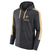 Men's Fanatics  Heather Charcoal New Orleans Saints Gains Full-Zip Hoodie