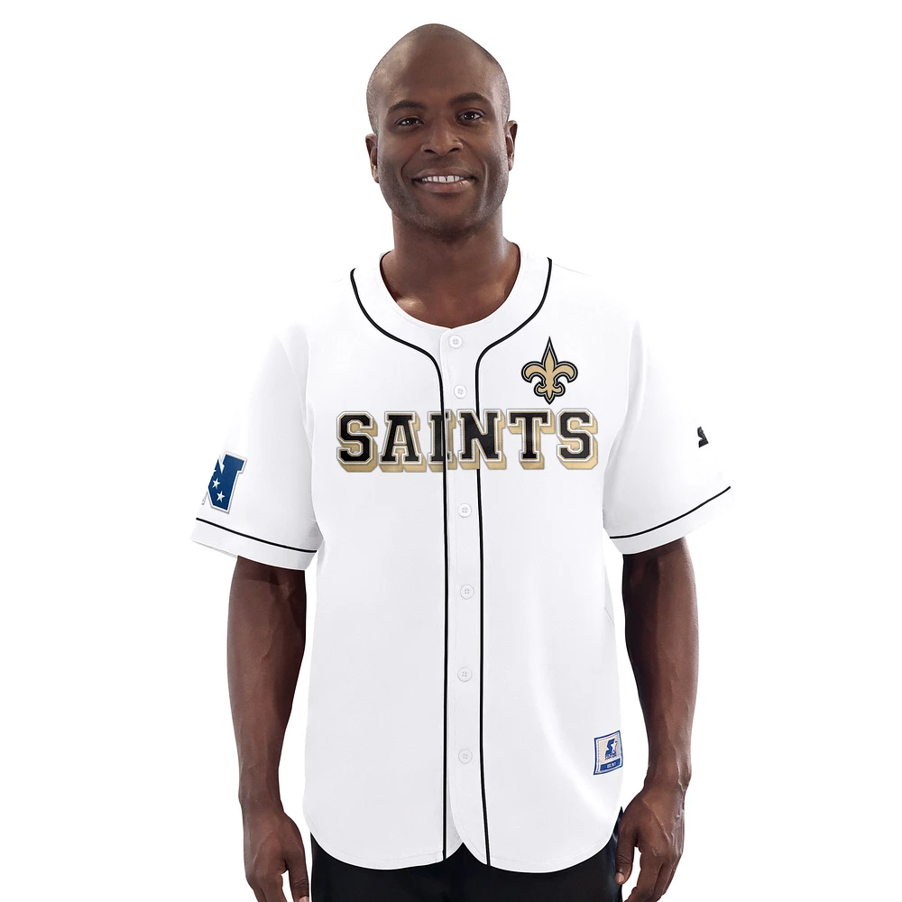 Men's Starter  White New Orleans Saints Relay Full-Button Baseball Jersey