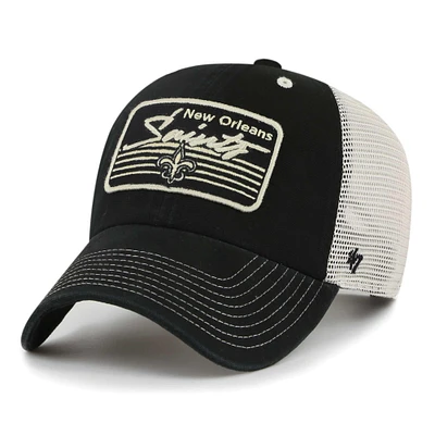 Men's '47 Black/Natural New Orleans Saints  Five Point Trucker Clean Up Adjustable Hat