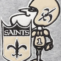 Sweat à capuche double bloc Throwback New Orleans Saints '47 gris chiné pour homme