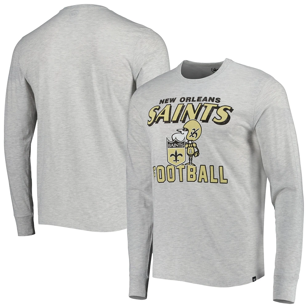 Men's '47 Heathered Gray New Orleans Saints Dozer Franklin Long Sleeve T-Shirt