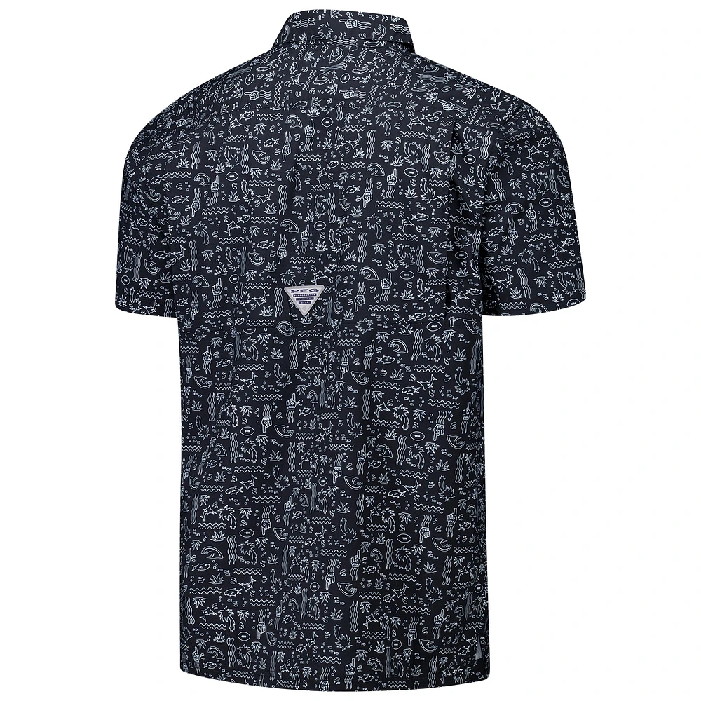 Men's Columbia PFG Black New Orleans Saints Super Slack Tide Omni-Wick Button-Up Shirt