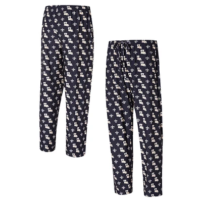 Men's Concepts Sport Black New Orleans Saints Record Allover Print Knit Pants