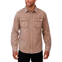 Men's Darius Rucker Collection by Fanatics Brown New Orleans Saints Garment Dyed Long Sleeve Full Snap Shirt