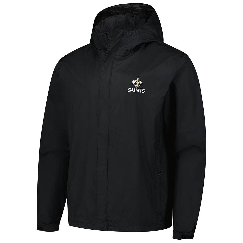 Men's Dunbrooke Black New Orleans Saints Tropic Waterproof Packable Full-Zip Hoodie Jacket