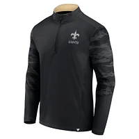 Men's Fanatics Black/Gold New Orleans Saints Defender Quarter-Zip Jacket