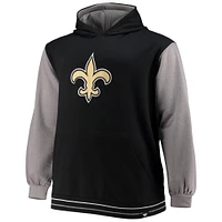 Men's Fanatics Black/Gray New Orleans Saints Big & Tall Block Party Pullover Hoodie