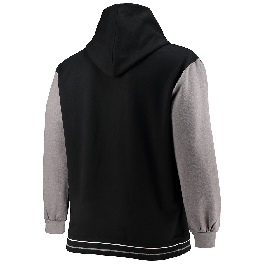 Men's Fanatics Black/Gray New Orleans Saints Big & Tall Block Party Pullover Hoodie