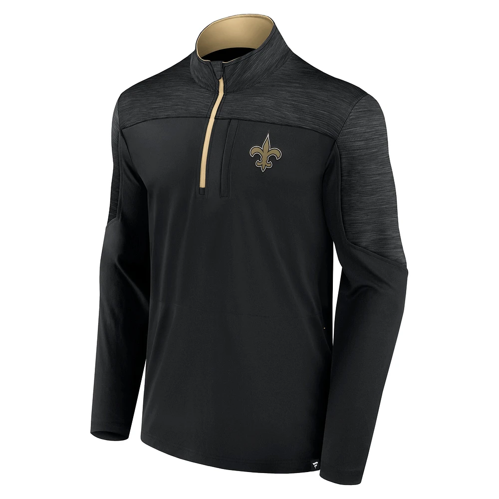 Men's Fanatics Black New Orleans Saints Defender Evo Quarter-Zip Jacket
