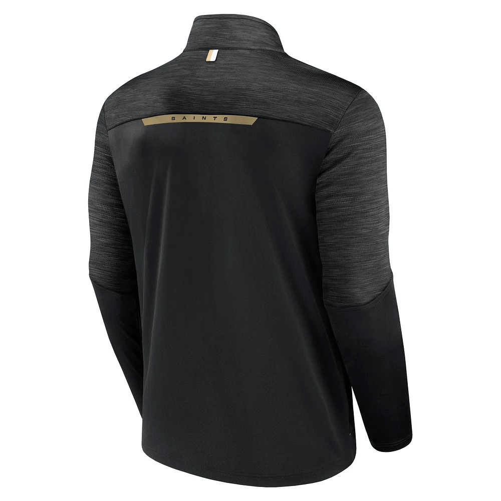 Men's Fanatics Black New Orleans Saints Defender Evo Quarter-Zip Jacket