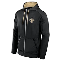 Men's Fanatics Black New Orleans Saints Defender Full-Zip Hoodie