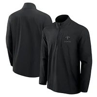Men's Fanatics Black New Orleans Saints Front Office Micro Tonal Quarter-Zip Pullover