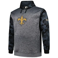 Men's Fanatics Heather Charcoal New Orleans Saints Big & Tall Camo Pullover Hoodie