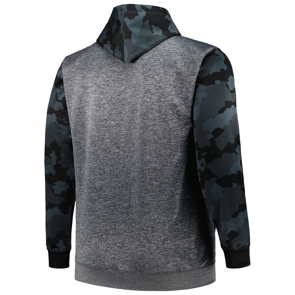 Men's Fanatics Heather Charcoal New Orleans Saints Big & Tall Camo Pullover Hoodie